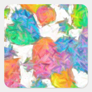 Sticker Carré Impressionniste Pastel Valentine Hearts
