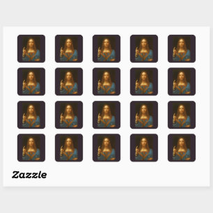 STICKER CARRÉ IMPRIMANTE D'ART FINE SALVATOR MUNDI