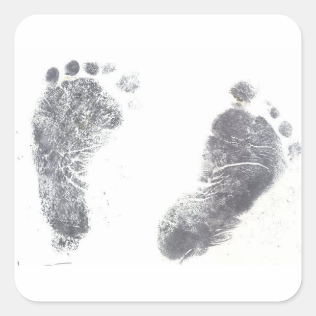 Sticker Carré Imprimantes de pieds précieuses (Devant)