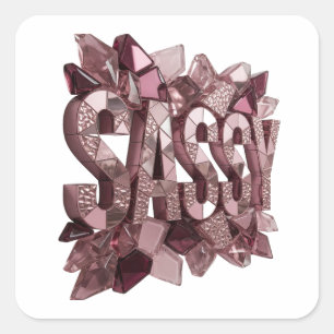 Sticker Carré Imprimé d'autocollant rose SASSY accrocheur