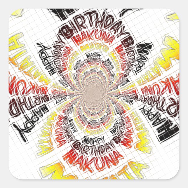 Sticker Carré Imprimer Anniversaire Kaleidoscope (Devant)