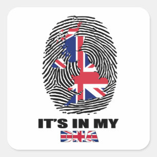 Sticker Carré In My DNA UK Patriotic United Kingdom British