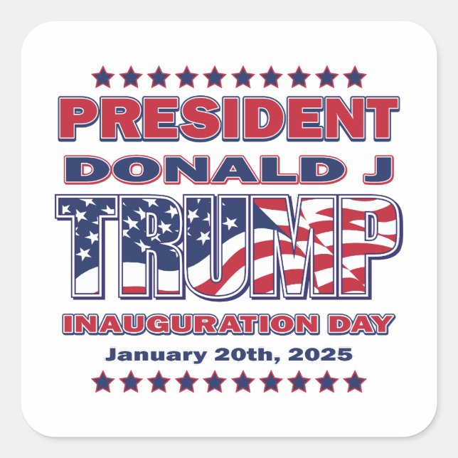 Sticker Carré Inauguration du président Trump 2025 (Devant)