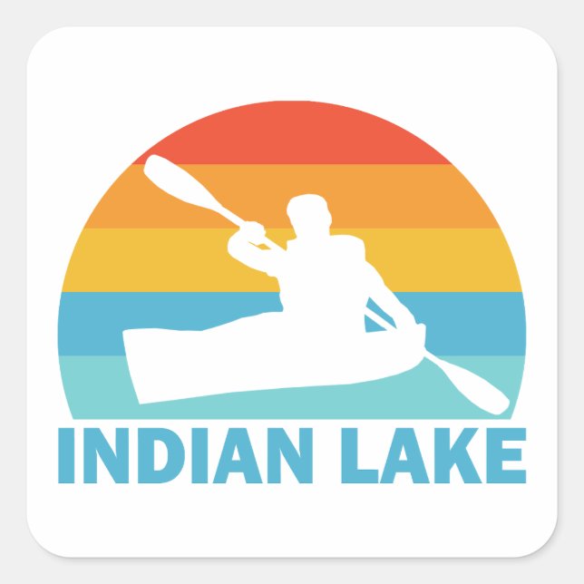Sticker Carré Indian Lake New York Kayak (Devant)