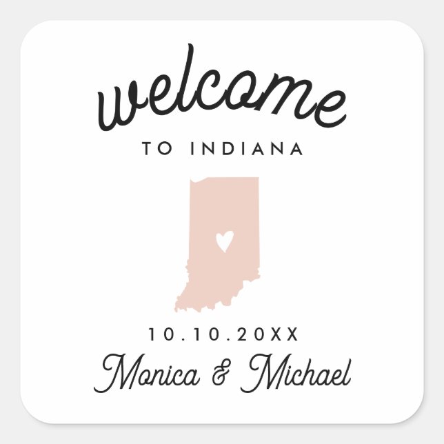 Sticker Carré INDIANA State Destination Mariage N'IMPORTE QUELLE (Devant)