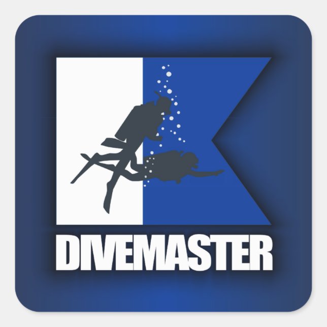 Sticker Carré Indicateur Alpha (Divemaster) (Devant)