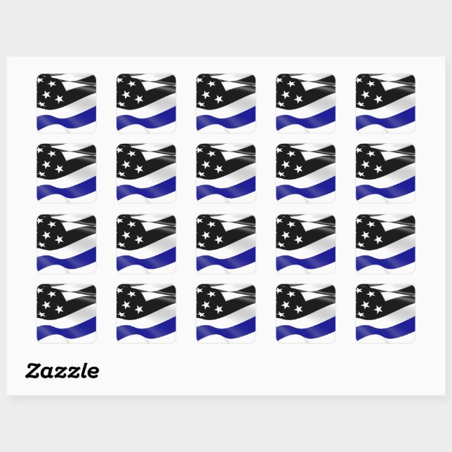 Sticker Carré Indicateur de ligne bleue mince (Feuille)