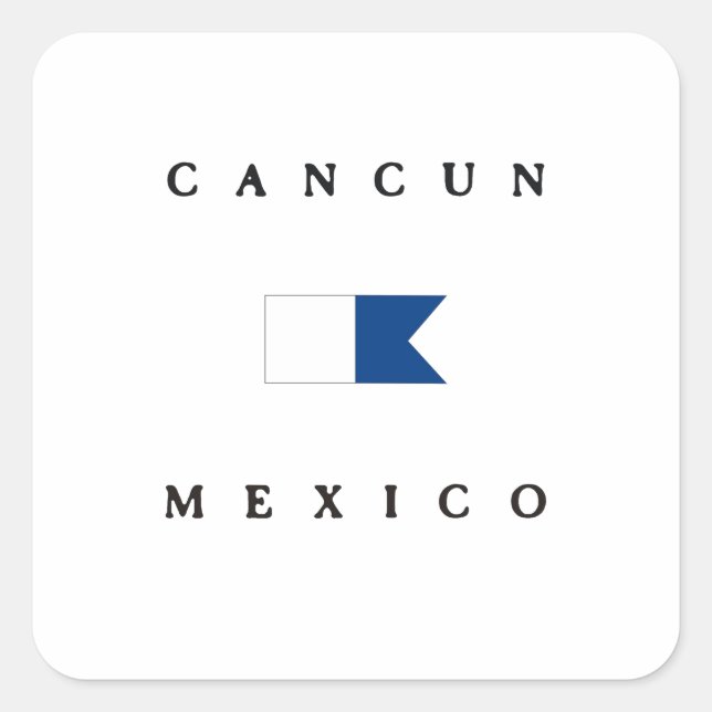 Sticker Carré Indicateur de plongée Alpha de Cancun Mexique (Devant)
