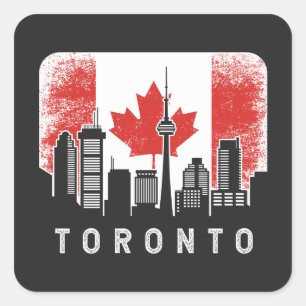 Sticker Carré Indicateur Vintage de Toronto Canada Skyline
