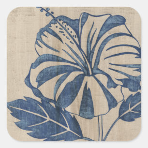 Sticker Carré Indigo Hibiscus