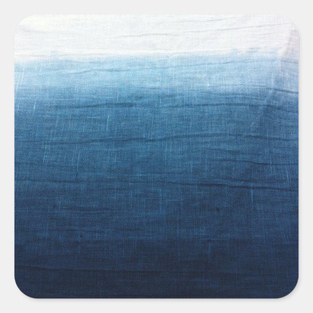 Sticker Carré Indigo Ombre Fade Dip Dyed Shibori (Devant)