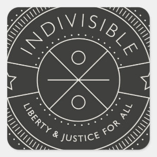 Sticker Carré Indivisible, avec la liberté et la justice pour
