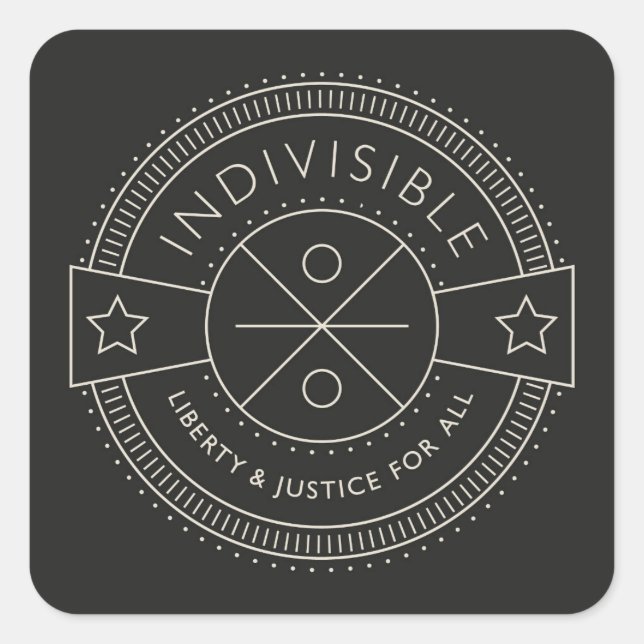 Sticker Carré Indivisible, avec liberté et justice pour tous. (Devant)