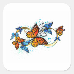 Sticker Carré Infinité de papillons monarques
