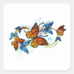 Sticker Carré Infinité de papillons monarques