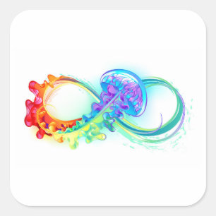 Sticker Carré Infinity avec Rainbow Jellyfish