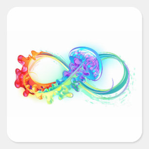 Sticker Carré Infinity avec Rainbow Jellyfish