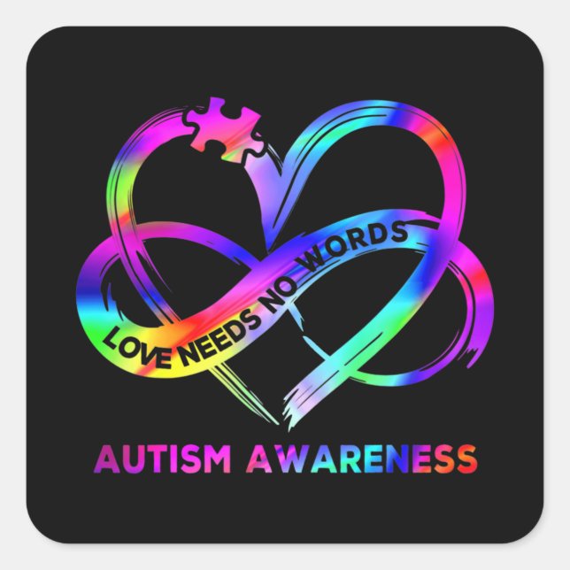 Sticker Carré Infinity Heart Love Sensibilisation sur l'autisme  (Devant)