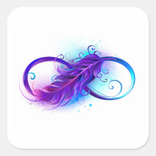 Sticker Carré Infinity with purple feather