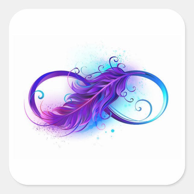 Sticker Carré Infinity with purple feather (Devant)