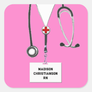 Sticker Carré Infirmière Ajouter un nom