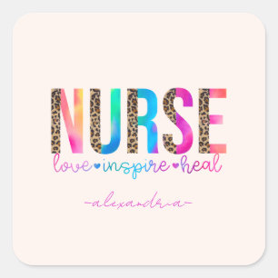 Sticker Carré Infirmière - Amour, Inspirer, Guérir