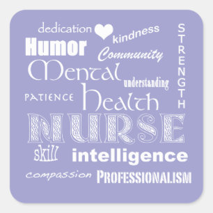 Sticker Carré Infirmière en santé mentale Attributes de la fiert