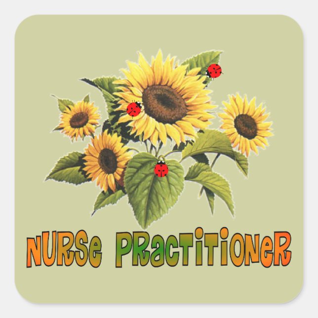 Sticker Carré Infirmière Praticien Tournesol Design Cadeaux (Devant)