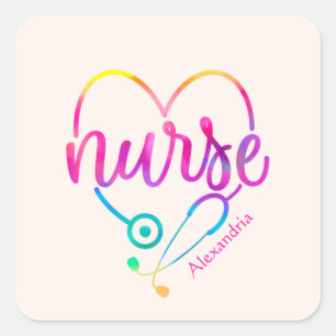 Sticker Carré Infirmière stéthoscope