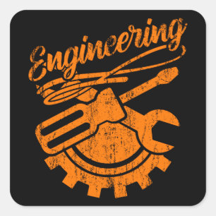 Sticker Carré Ingénieur mécanique Outils d'ingénierie amusants