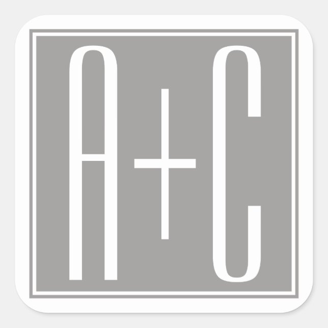Sticker Carré Initails Classic Couples| Blanc et gris (Devant)