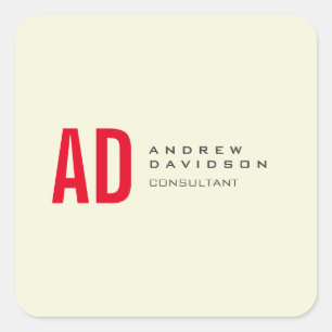 Sticker Carré Initiales minimalistes modernes Monogramme rouge B