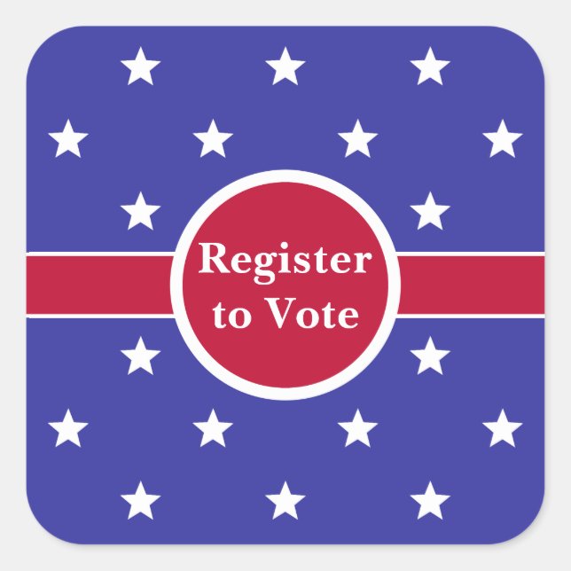 Sticker Carré Inscrivez-vous pour voter Red Blue White Stars (Devant)