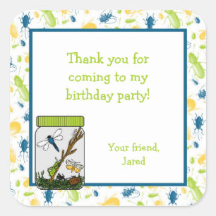 Sticker Carré Insects Bocal Jar fête d'anniversaire Favoriser le
