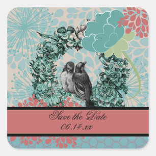 Sticker Carré Inséparables sur la couronne florale Enregistrer l