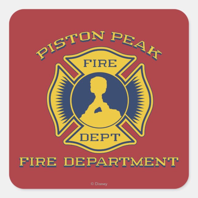 Sticker Carré Insigne du service d'incendie de Piston Peak (Devant)