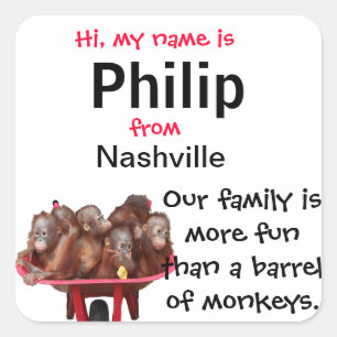 Sticker Carré Insignes de nom mignon pour les réunions familiale