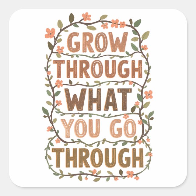 Sticker Carré Inspirational Botanical Growth Saying (Devant)