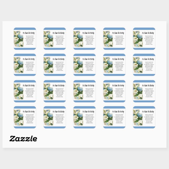 Sticker Carré Inspirationnel Il M'A Fait Digne (Feuille)