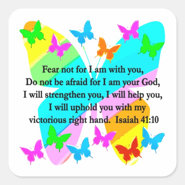 STICKER CARRÉ INSPIRING ISAIAH 41:10 BIBLE VERSE DESIGN (Devant)
