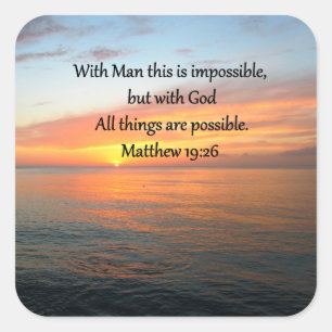 STICKER CARRÉ INSPIRING MATTHEW 19:26 CONCEPTION DU SOLEIL