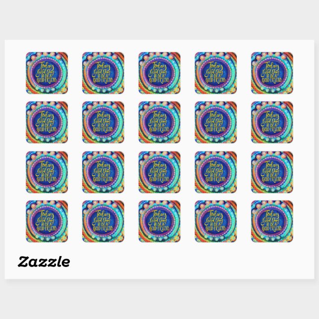 Sticker Carré Inspirivity Be a Good Friend Fun Trendy Blue (Feuille)