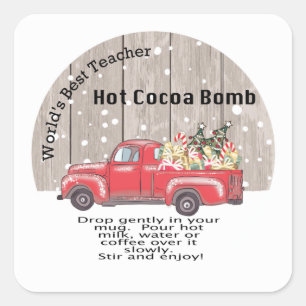Sticker Carré Instructions pour la bombe à cacao chaud, Meilleur