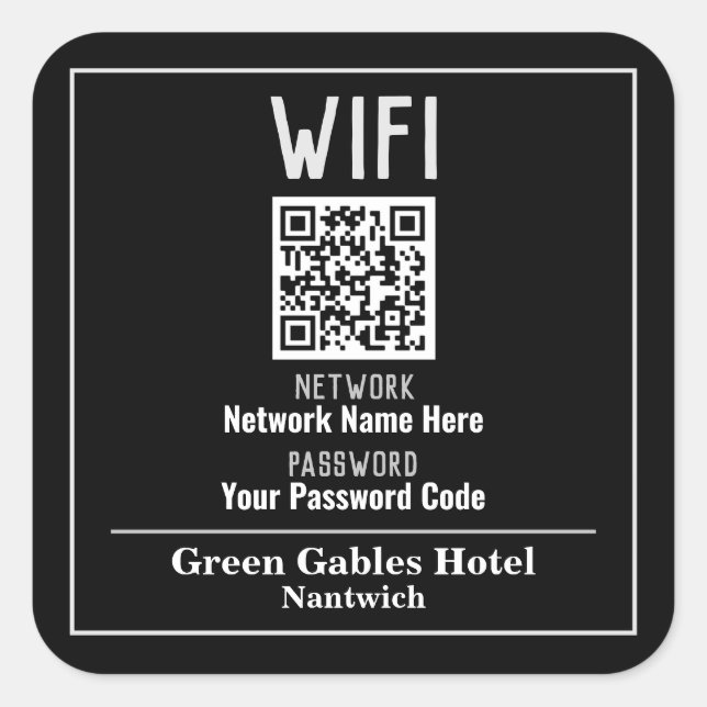 Sticker Carré Instructions WiFi avec code QR (Devant)