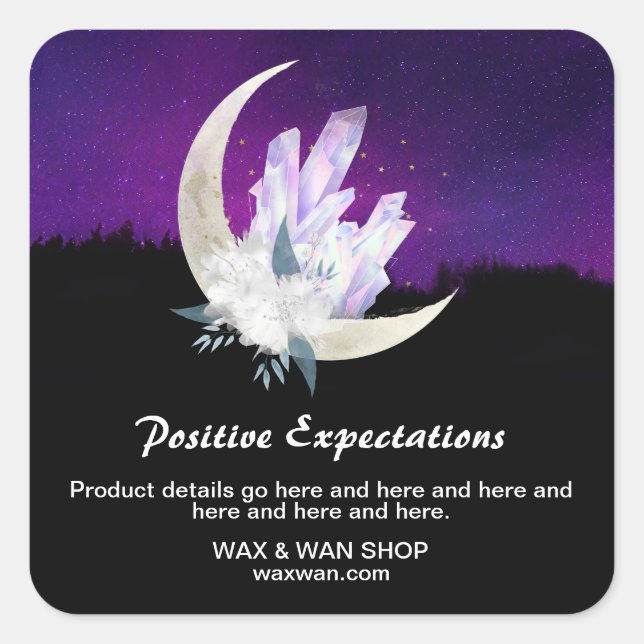 Sticker Carré *~* Intentions Cristaux de lune Paysage floral AP2 (Devant)