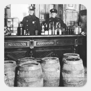 Sticker Carré Interdiction - Police Speakeasy Raid Bootlegger - 