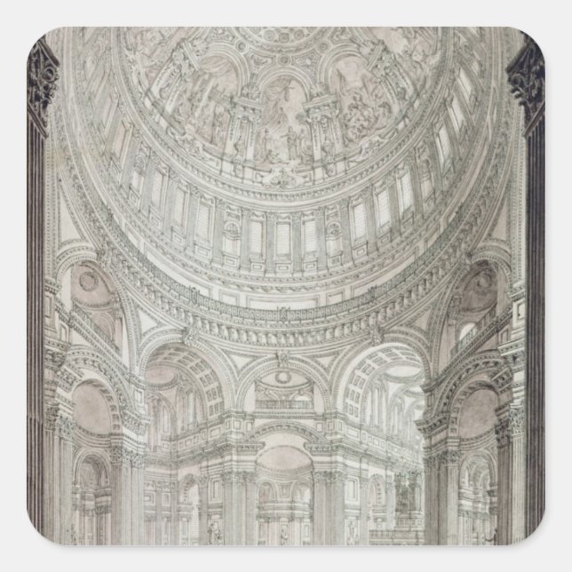 Sticker Carré Intérieur de la cathédrale Saint-Paul, 1817 (Devant)