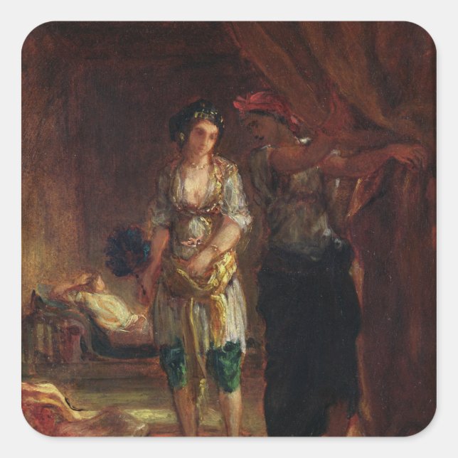 Sticker Carré Intérieur d'un harem à Oran, c.1847 (Devant)