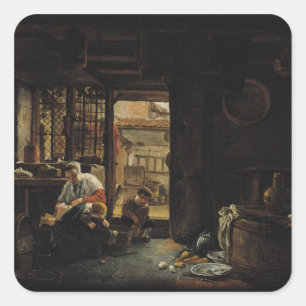 Sticker Carré Intérieur rustique