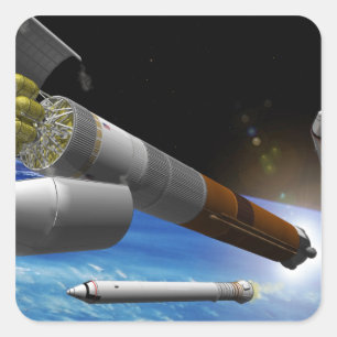 Sticker Carré Interprétation d'artiste d'une fusée grosse